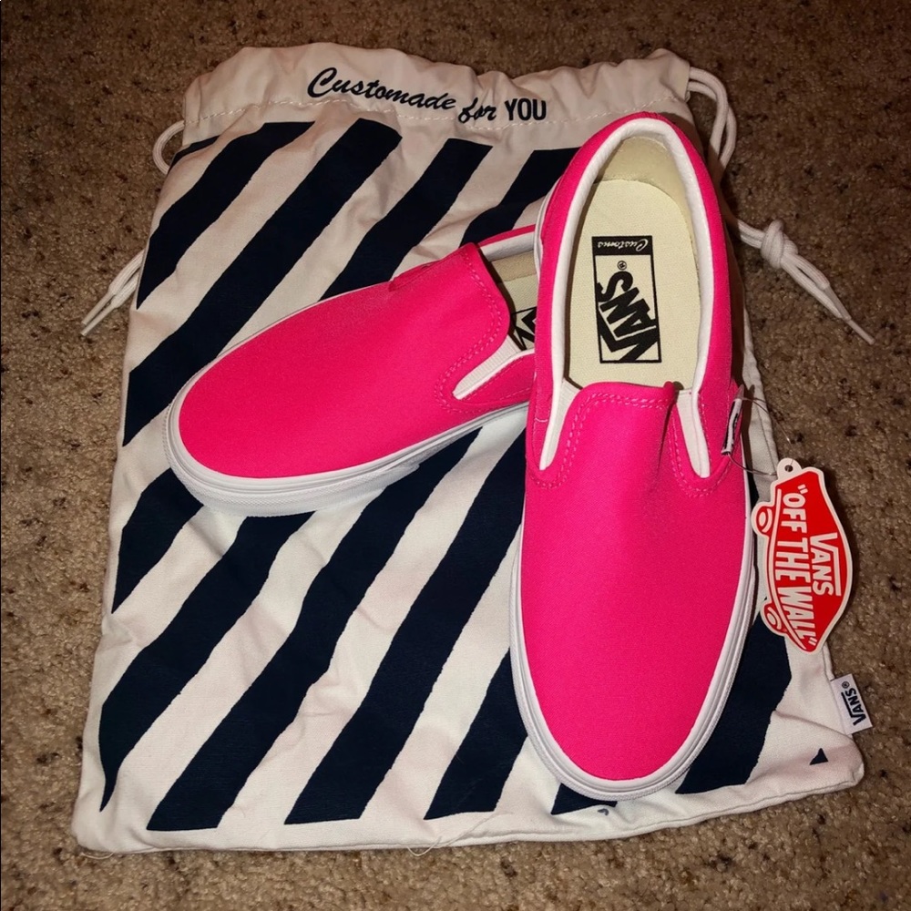 NWT Custom Vans Hot Pink Slip-On Still Available